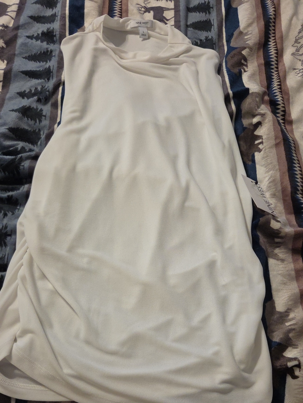 Nine West Cream Sleeveless Cowl Neck Top